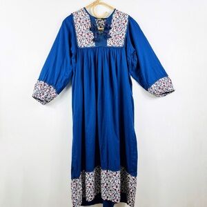 MATTA 100% cotton beautiful blue quilted midi dress NWT